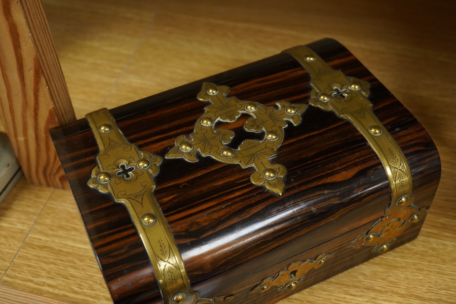 A Victorian coromandel jewellery box with engraved 